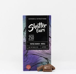 250mg Indica Toffee Crunch Shatter Bar by Euphoria Extractions