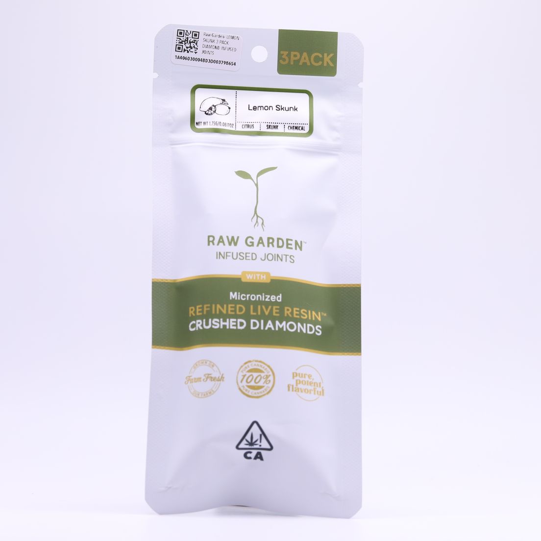Raw Garden- LEMON SKUNK 3 PACK DIAMOND INFUSED JOINTS