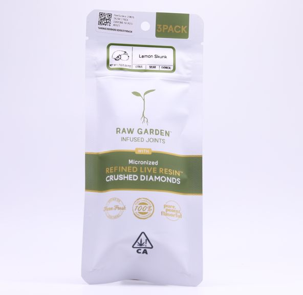Raw Garden- LEMON SKUNK 3 PACK DIAMOND INFUSED JOINTS
