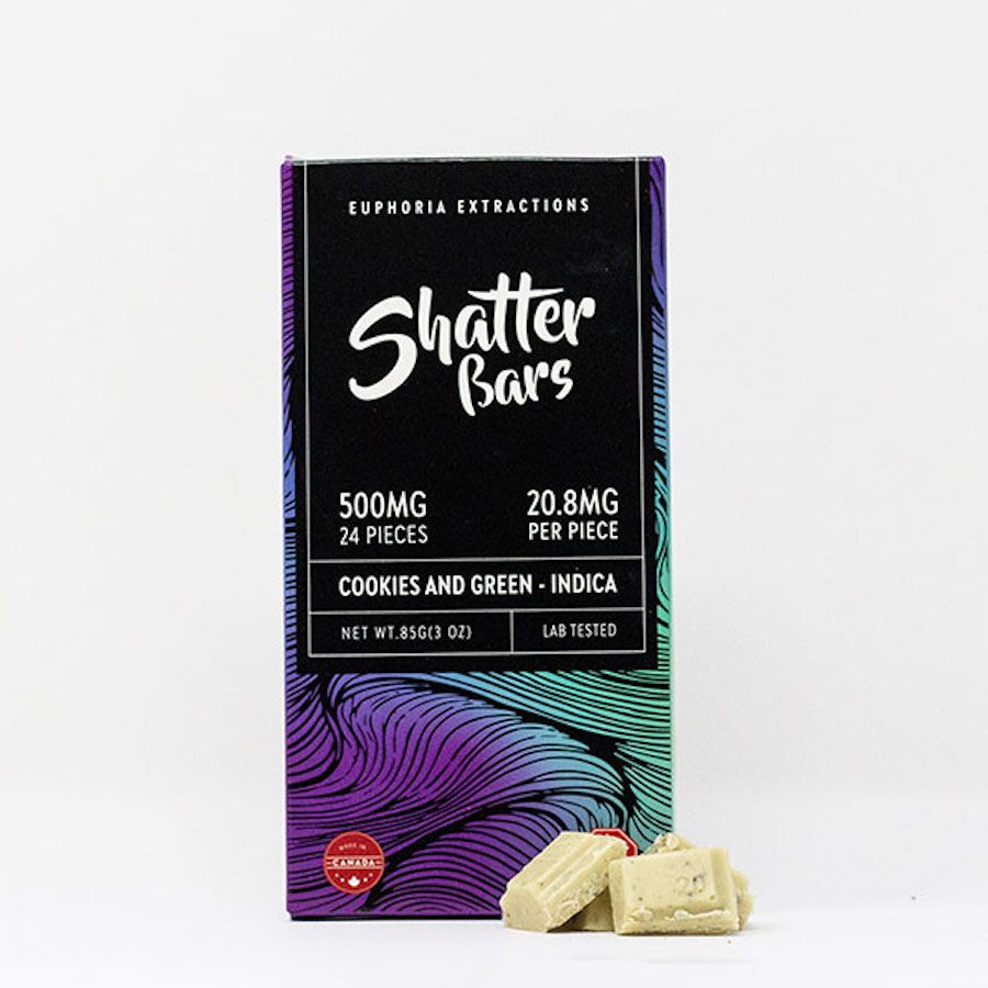 500mg Indica Cookies and Green Shatter Bar by Euphoria Extractions
