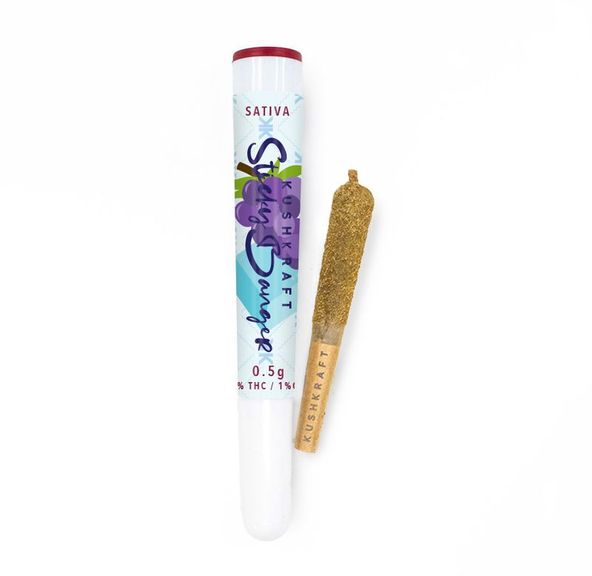 1 x 0.5g Infused Sticky Banger Pre-Roll Indica Pink Patron Berry Blue Razz by KushKraft