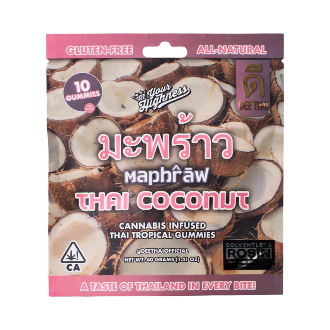 1. Dee Thai 100mg THC Solventless Rosin Gummies - Thai Coconut