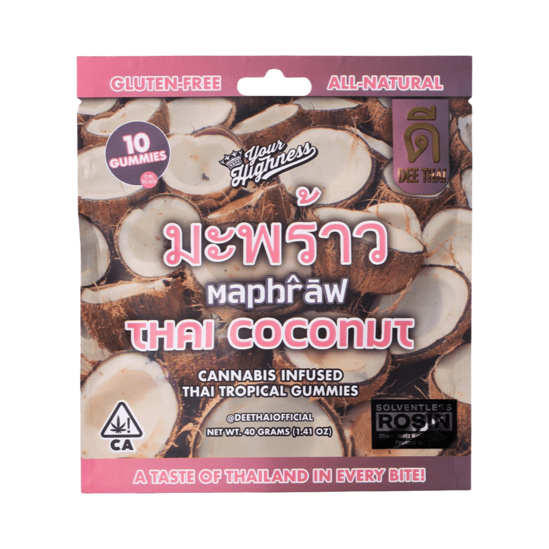 1. Dee Thai 100mg THC Solventless Rosin Gummies - Thai Coconut