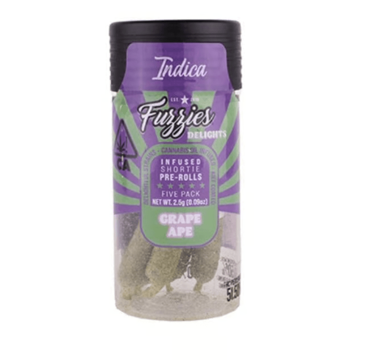 PRE-ORDER ONLY 2.5g Grape Ape (Indica) Infused Shortie Fuzzies 5-Pack Prerolls - Sublime
