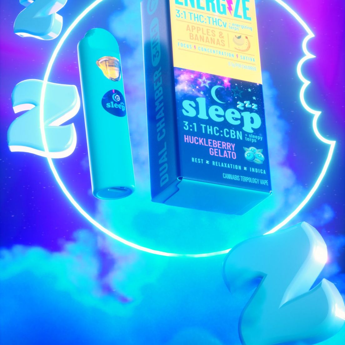 Cookies - Apples & Bananas x Huckleberry Gelato 3-in-1 Energize and Sleep Dual Chamber Disposable (1g)