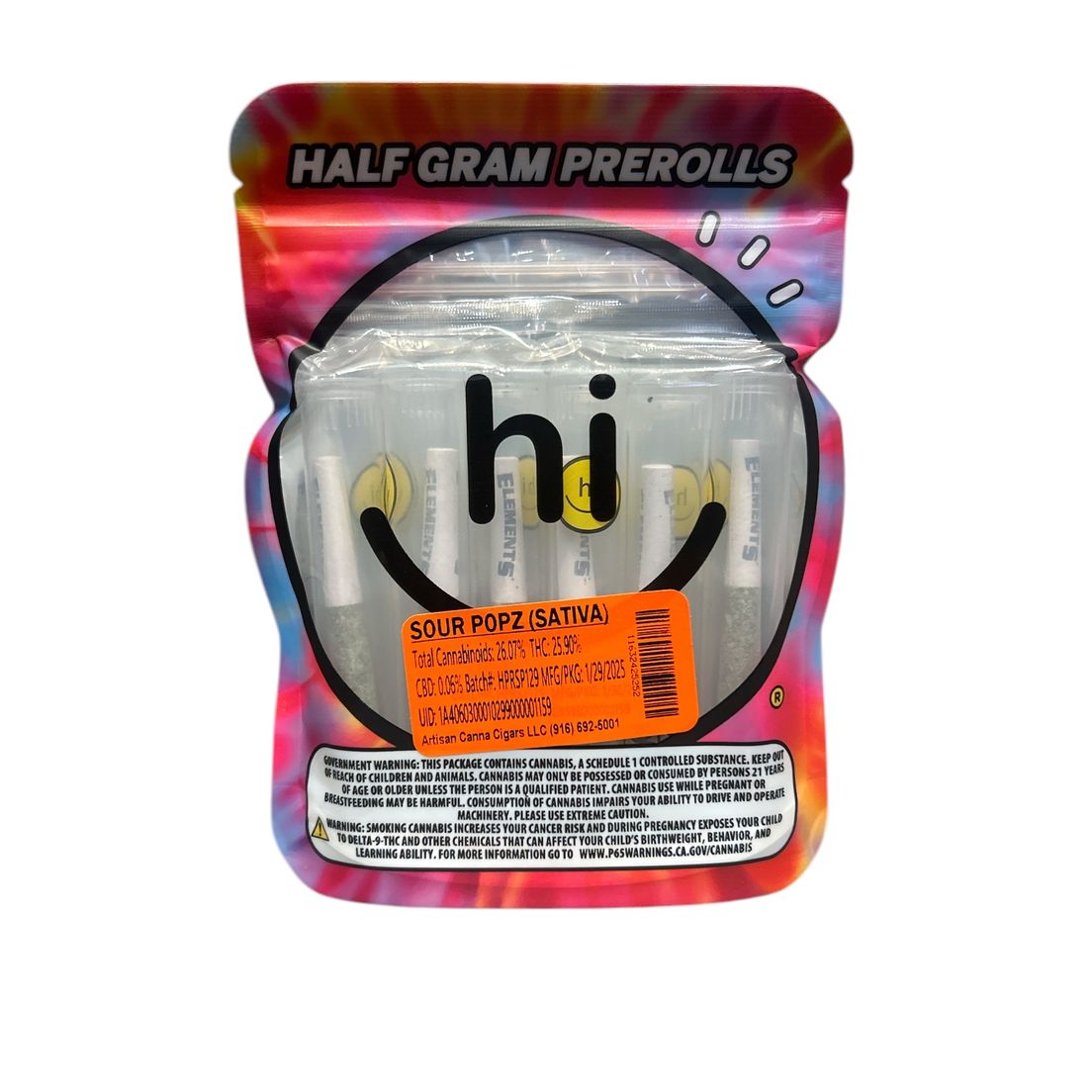 Hi Canna - Sour Popz - 6 Pack Prerolls 3G