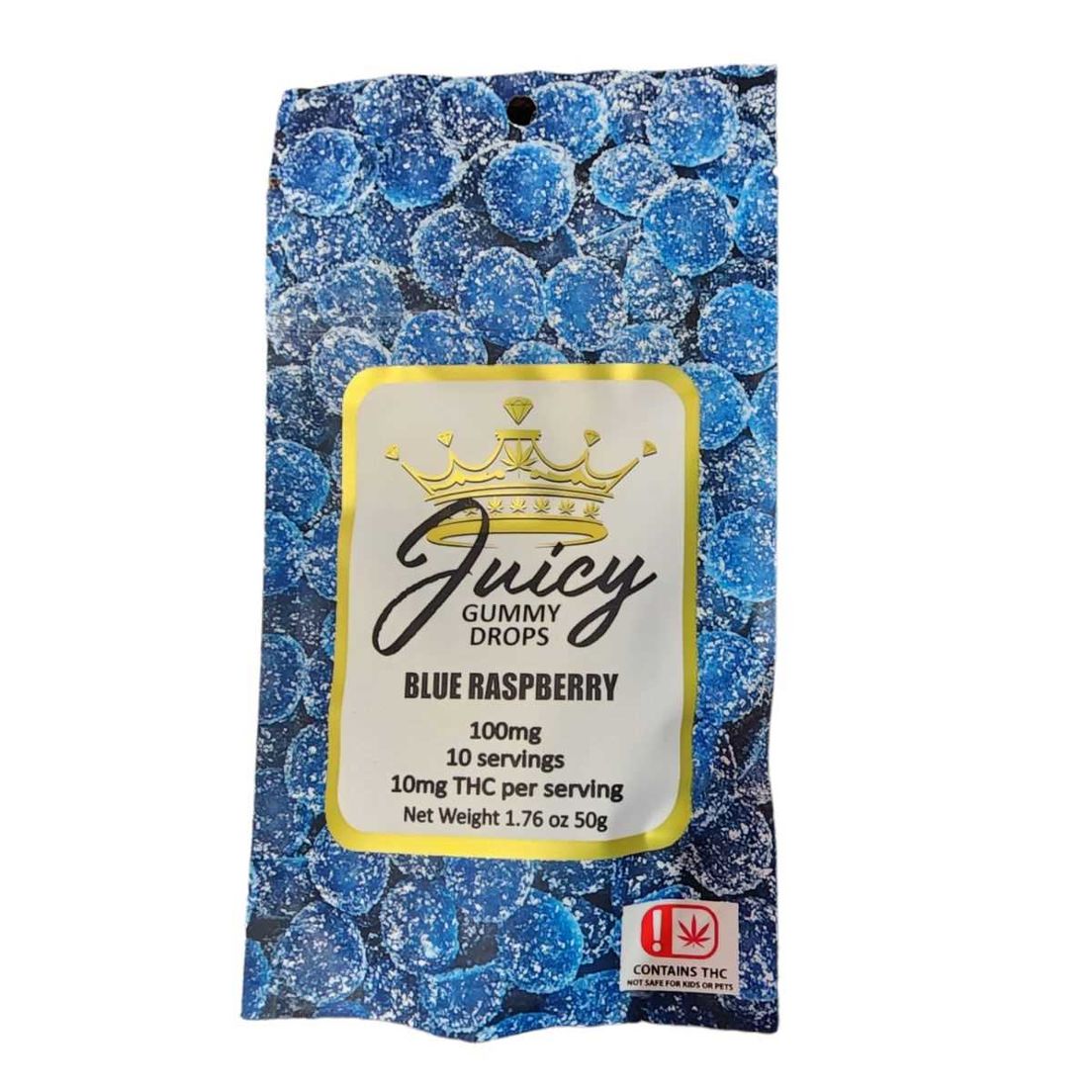 Juicy Blue Raspberry 100mg-10 count Gummy Drops