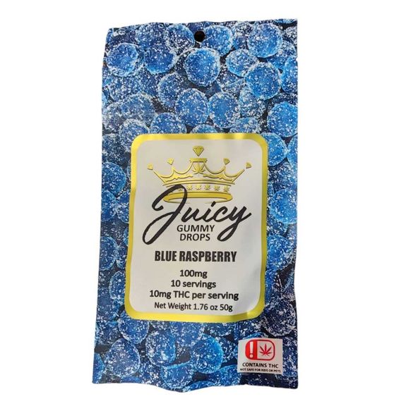 Juicy Blue Raspberry 100mg-10 count Gummy Drops