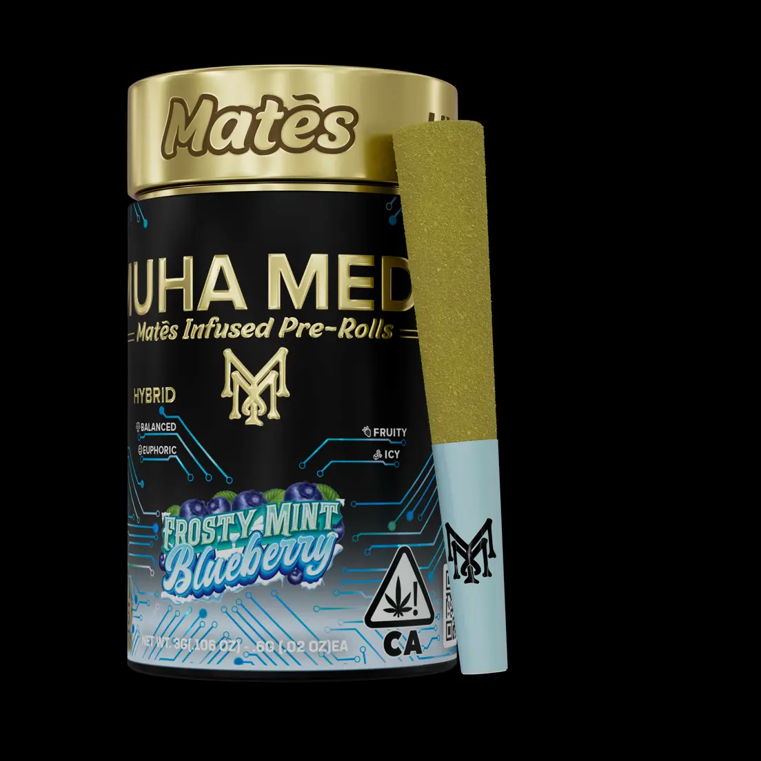 3g Frosty Mint Blueberry (Hybrid) Infused Preroll 5pk Mates - Muha Meds