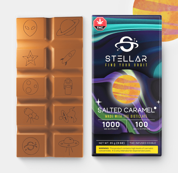 1000mg Spaceship Salted Caramel Chocolate Bar by Stellar Treats