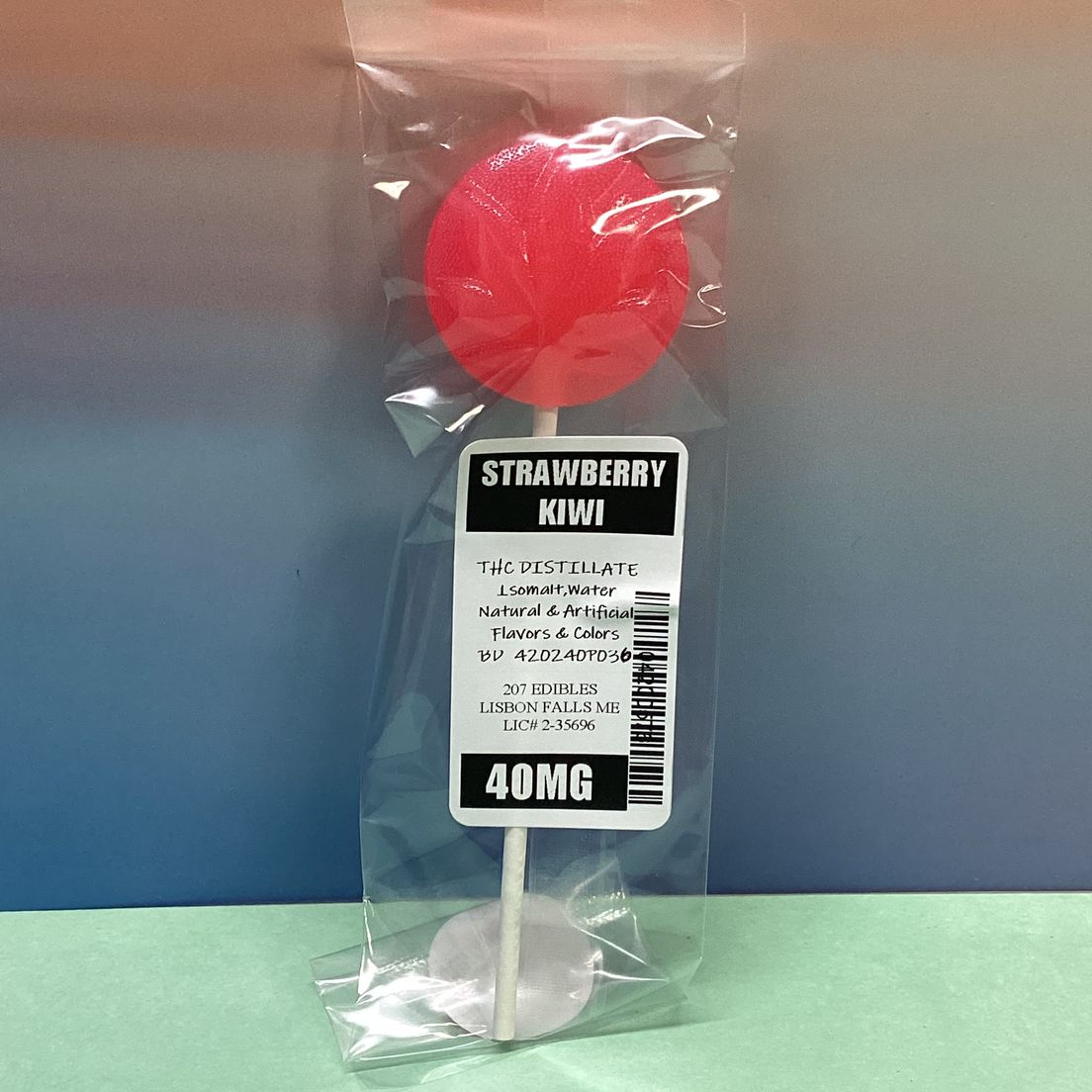 207 Edibles- Strawberry Kiwi- Sugar Free- Lollipops- 40MG