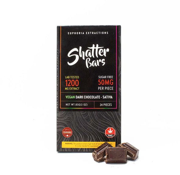 Dark Chocolate Vegan Sativa 1200mg Shatter Bar by Euphoria Extractions