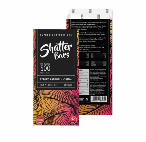 Cookies and Green Sativa 500mg Shatter Bar -Euphoria Extractions