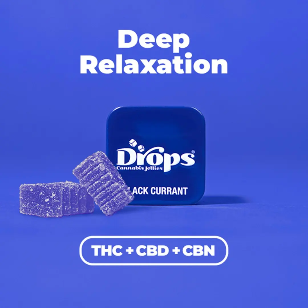 Drops Singles Black Currant Gummies 100mg THC / 100mg CBD / 100mg CBN