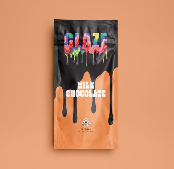 GLAZE Milk Chocolate Bar - 10mg pieces - 100mg total - 10 pcs