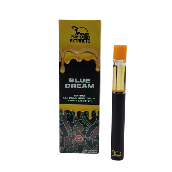 Blue Dream - 1.1G Disposable Shatter Pen by Honey Badger at CAFE on Bloor |  Sweede