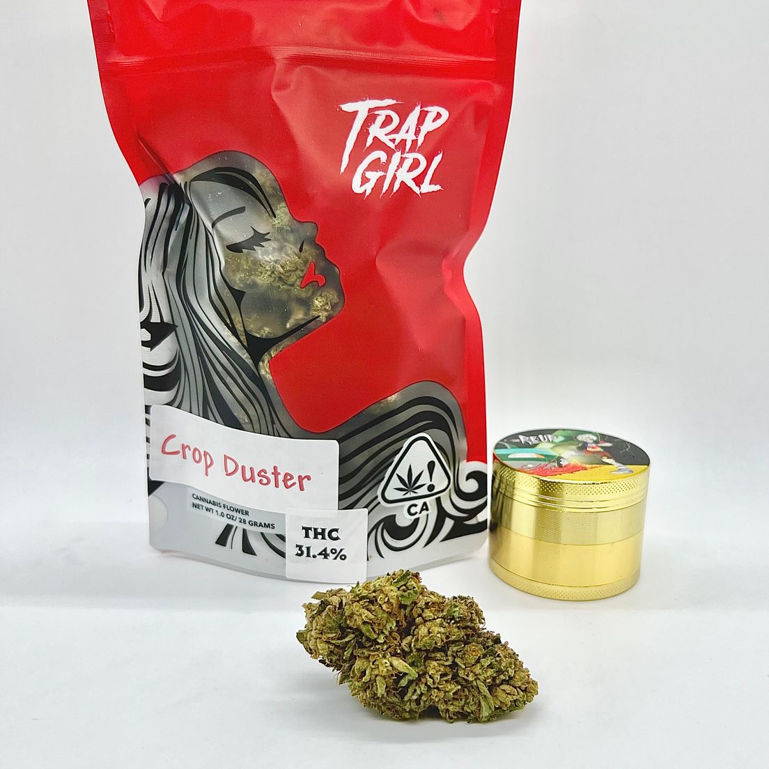 *Deal! $115 1 oz. Crop Duster (31.4%/Hybrid - Sativa Dominant) - Trap Girl + Grinder