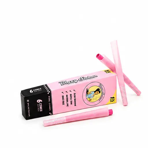 Pre-Rolled Pink Cones 6 Pack 1 1/4 Size by Blazy Susan