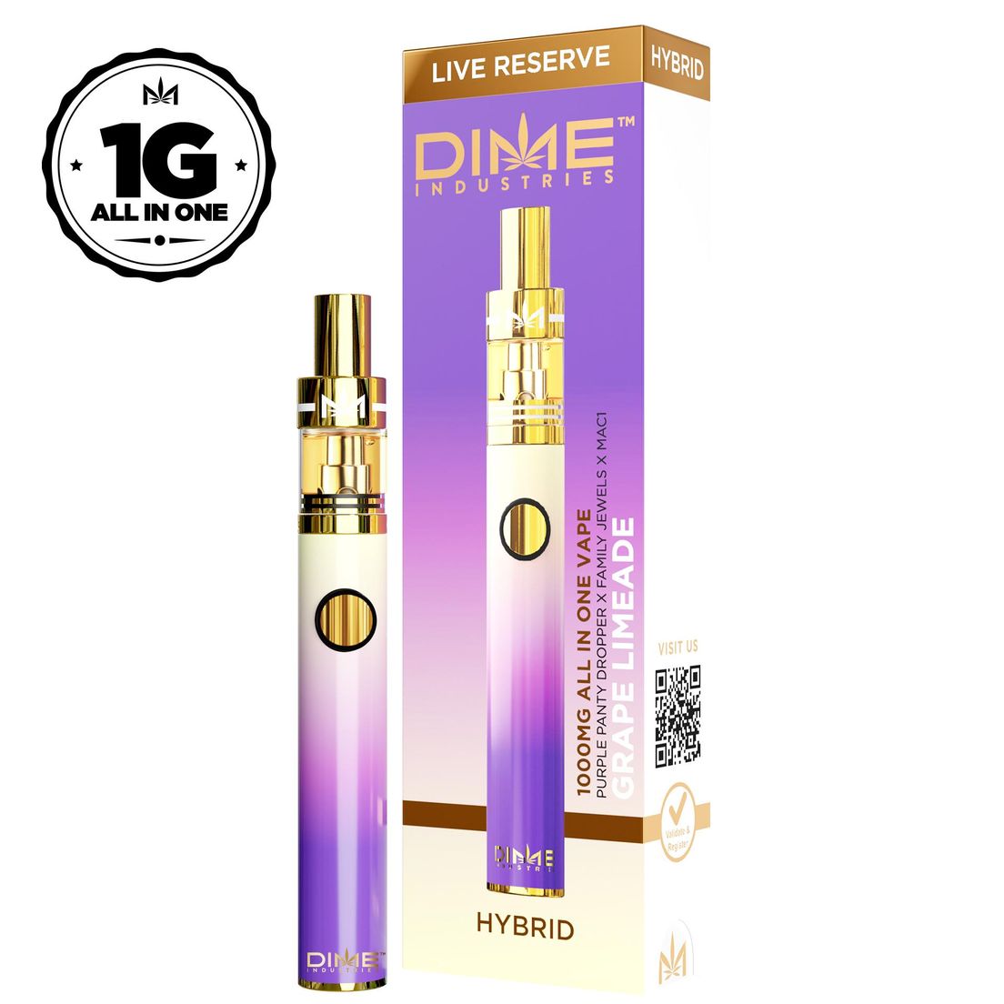 Dime Live Reserve - Grape Limeade - 1000mg All-in-One (Hybrid)