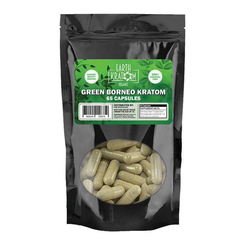 65ct Green Borneo Kratom Capsules