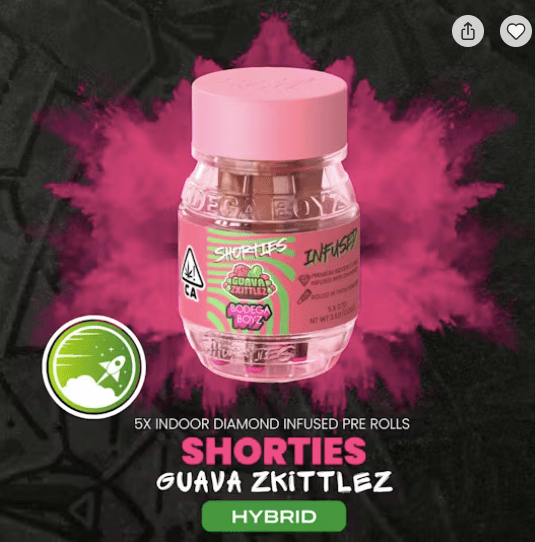 Bodega Boyz Shorties Guava Zkittlez | 5 infused prerolls per Barrel: (HYBRID)