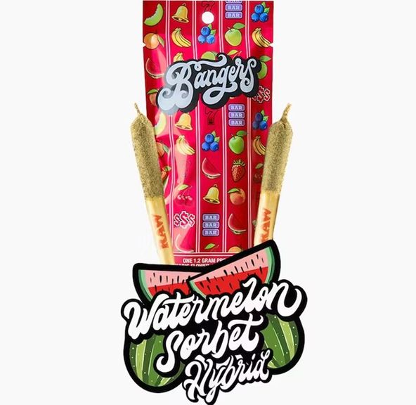 Bangers | Infused Pre Roll | Watermelon Sorbet 2pk | Hybrid | .6g | 39.58% THC