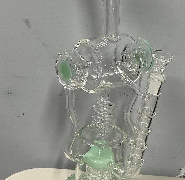 GB#1 Green / Black Spiral Perc Bong