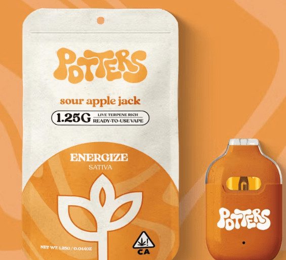 1.25g Sour Apple Jack (Sativa) Ready-to-Use Live Resin Vape - Potters