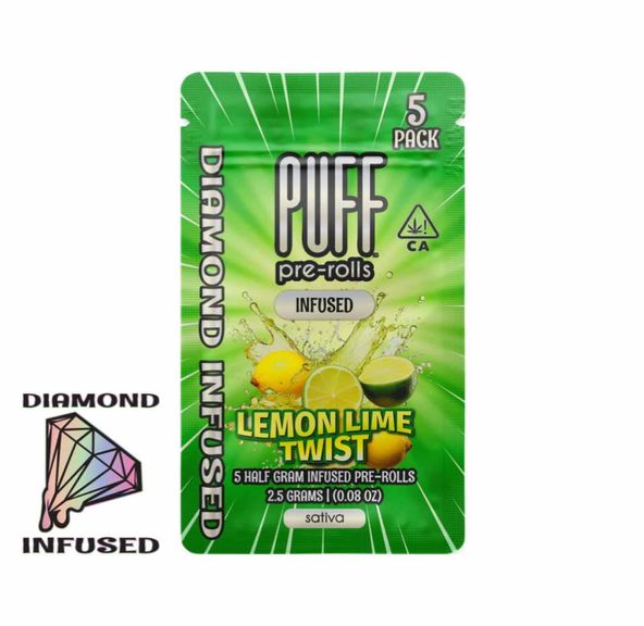 PUFF - Lemon Lime Twist - 5pk Diamond Infused Prerolls - 2.5g