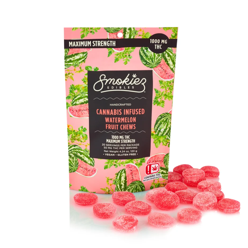 Watermelon - Hybrid - 1000mg THC Fruit Chews - OK