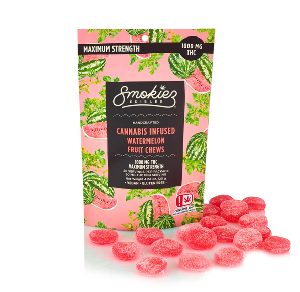 Watermelon - Hybrid - 1000mg THC Fruit Chews - OK