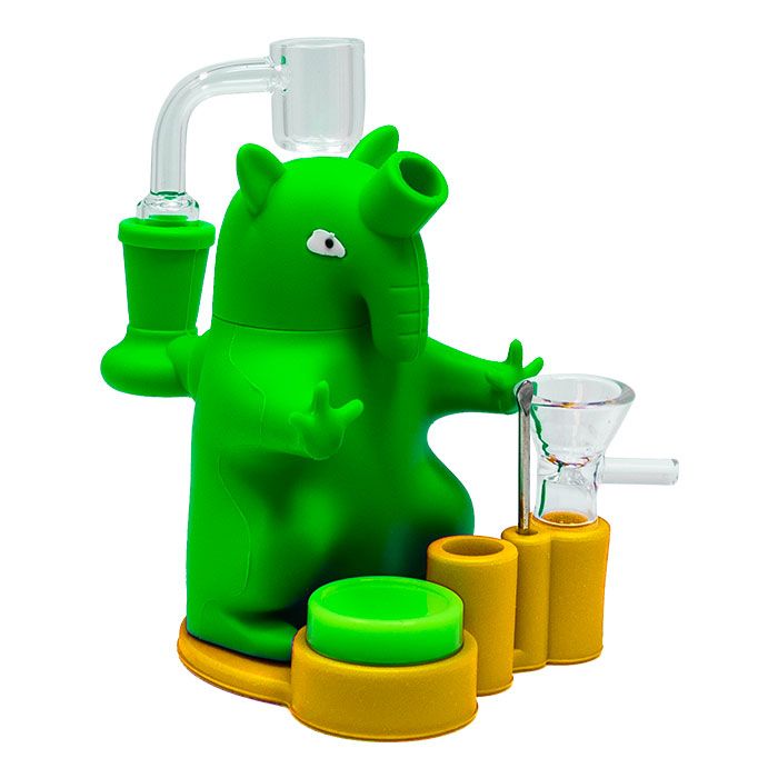 Green Elephant 6 Inches Silicon Bong Dab Rig