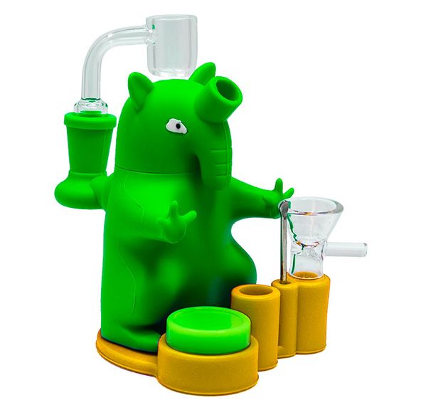 Green Elephant 6 Inches Silicon Bong Dab Rig