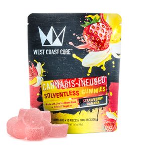Strawberry Banana Flavored Solventless Gummies - 10x 10mg/gummy