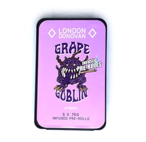Pre Rolls | Infused | London Donovan | 5 Pack | 0.75G x 5 | Grape Goblin | Hybrid | $25.00
