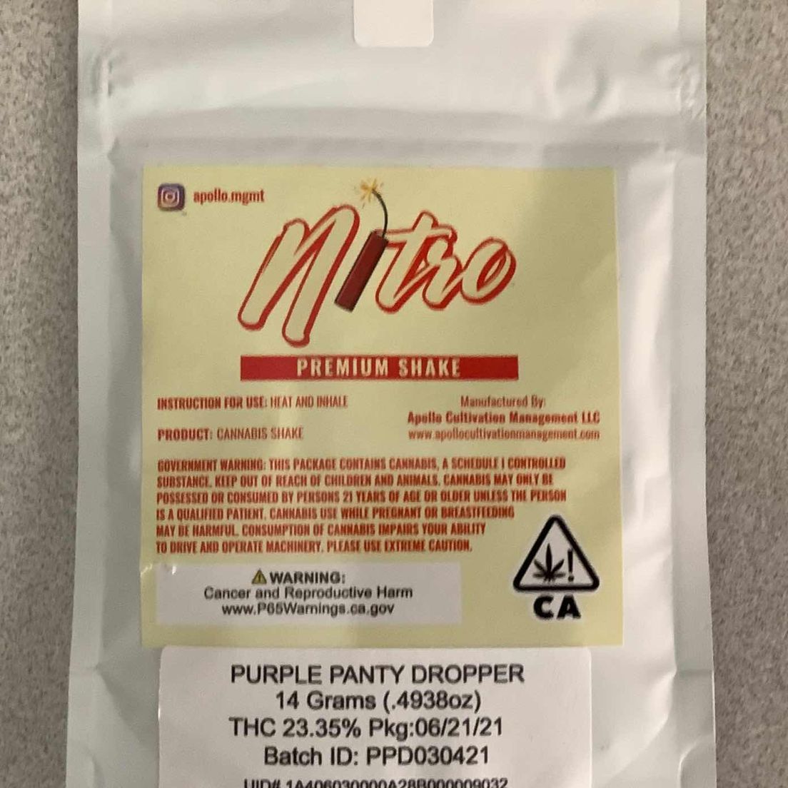(Apollo) Purple Panty Dropper 14G Nitro Shake