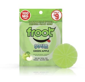 Froot Sour Green Apple Gummy 100mg THC Single Cut to Dose