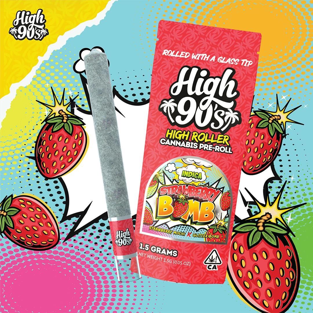 High 90s- Strawberry Bomb High Roller Preroll 1.5g (I)