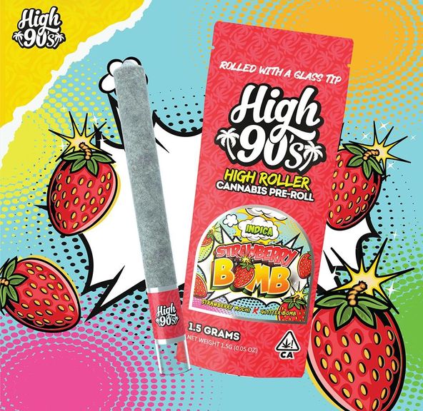 High 90s- Strawberry Bomb High Roller Preroll 1.5g (I)