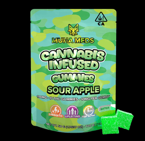 Muha Meds - 100mg Sour Apple (Sativa) Gummies - 50 g