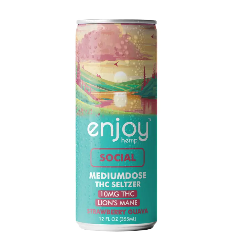 Enjoy 10mg THC Social Seltzer - Strawberry Guava Single