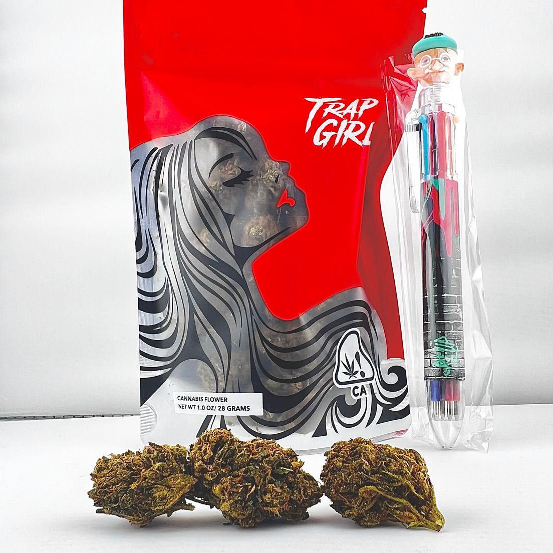 PRE-ORDER ONLY *Deal! $79 1 oz. Rainbow Runtz (35.35%/Hybrid) - Trap Girl + Writing Pen