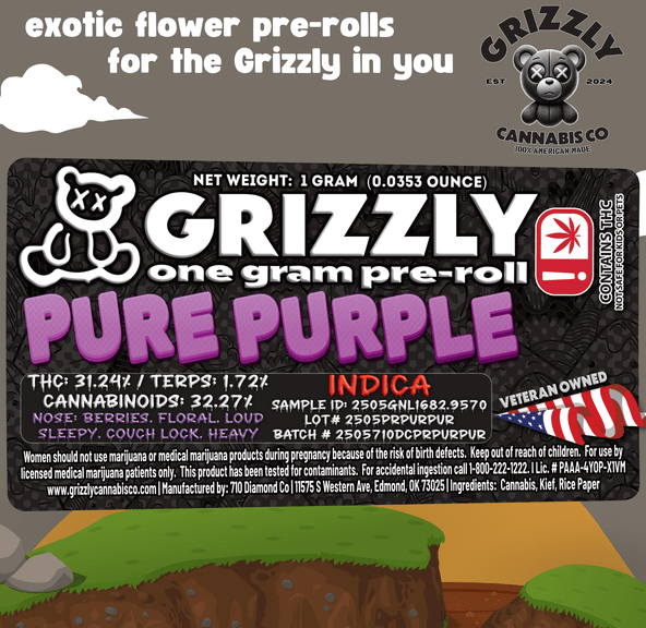 Grizzly 1G Pre Roll (Pure Purple)