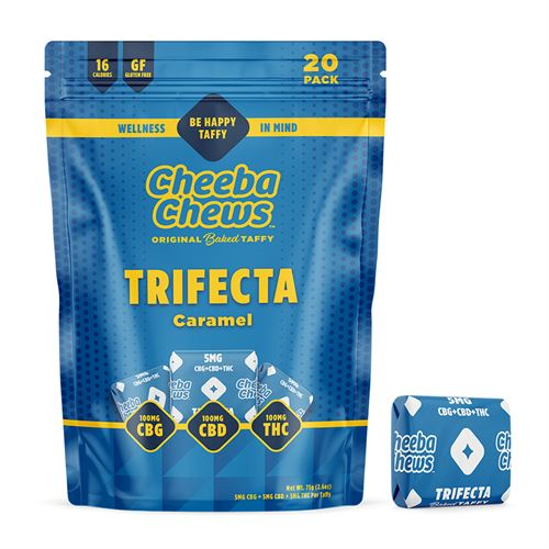 CHEEBA CHEWS CARAMEL TRIFECTA CBG:CBD:THC 100MG.