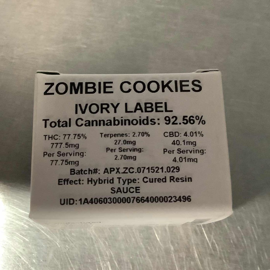 (Apex) Zombie Cookies 1G Cured Resin Sauce