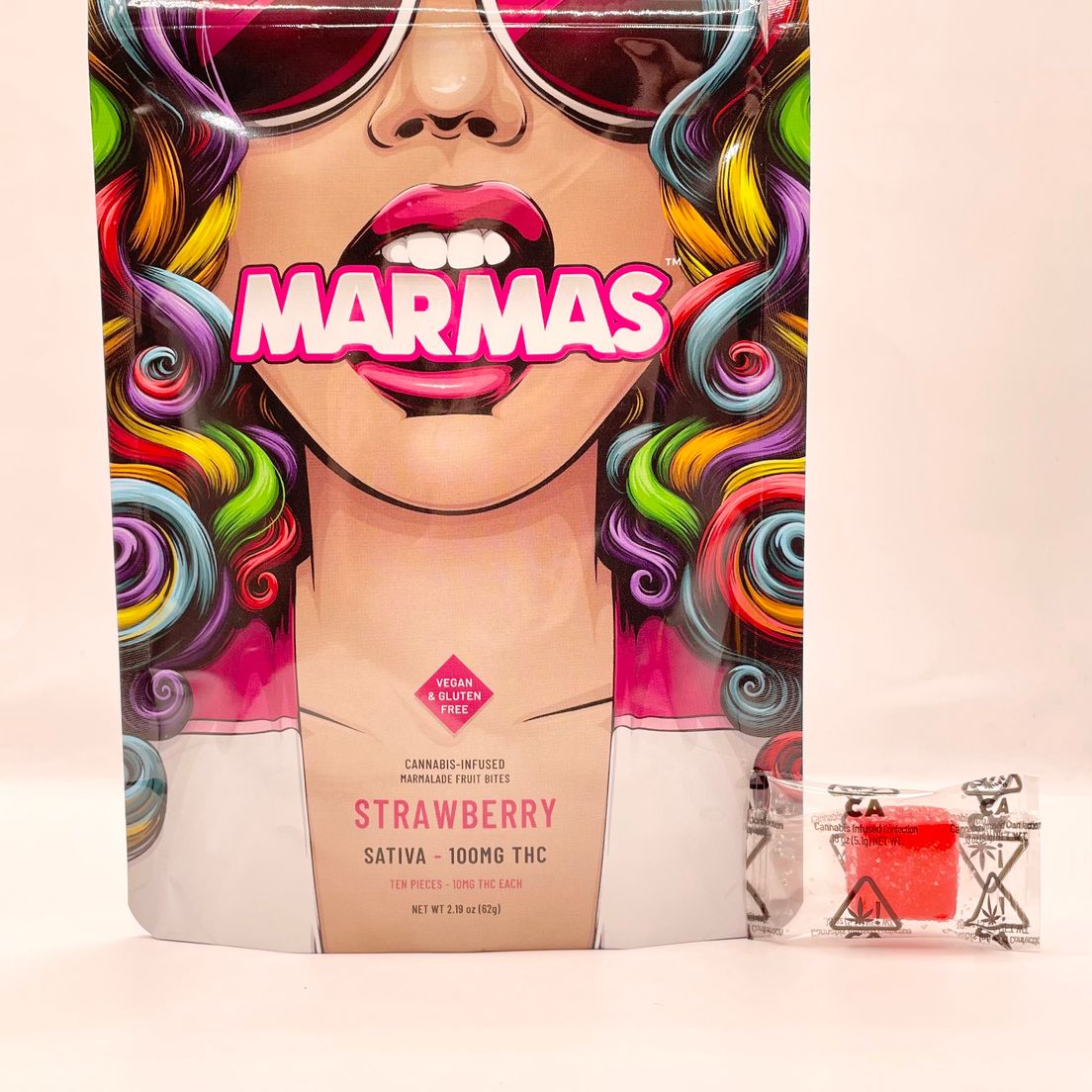 PRE-ORDER ONLY 100mg Strawberry (Sativa) Vegan Fruit Bite - Marmas
