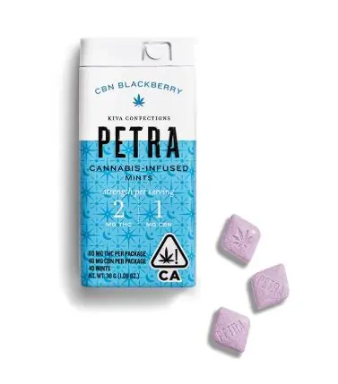 Kiva Petra Mints Blackberry 80mg THC / 40mg CBN 2:1