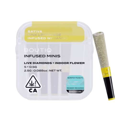 Boutiq Infused Mini Pre-roll 5pk Pink Lemonade x Mango 2.5g