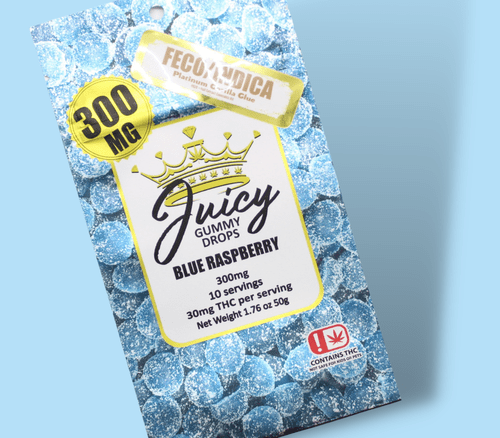 Blue Raspberry 300mg Grape Ape- 10 Count- Juicy FECO Gummies