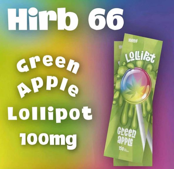 HIRB 100mg GREEN APPLE LOLLIPOTS